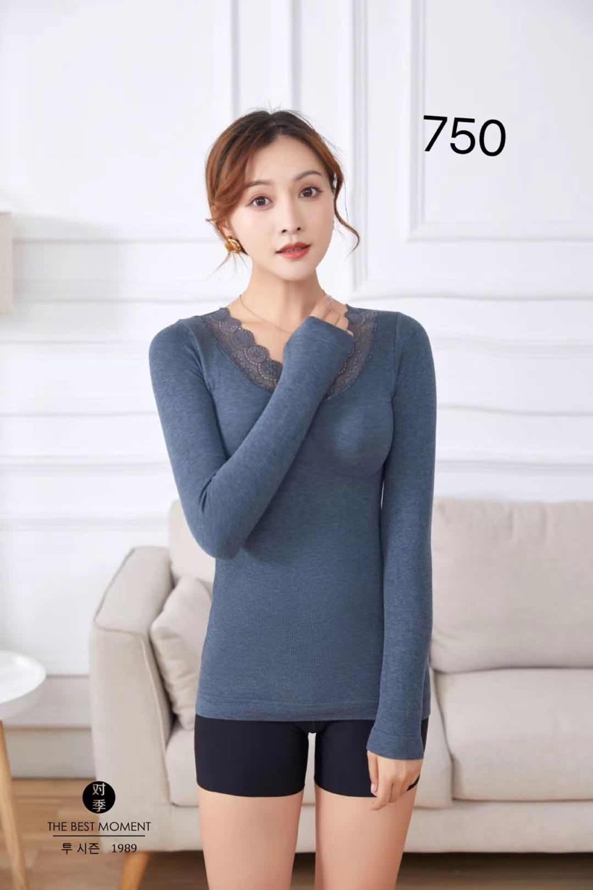 2020 new women's Korean underwear wear lace trim in autumn and winter season with warm lace cotton sweater to keep warm thumbnail