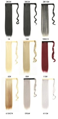 Seamless hair extension Velcro straight hair ponytail long straight hair ponytail detail image 1