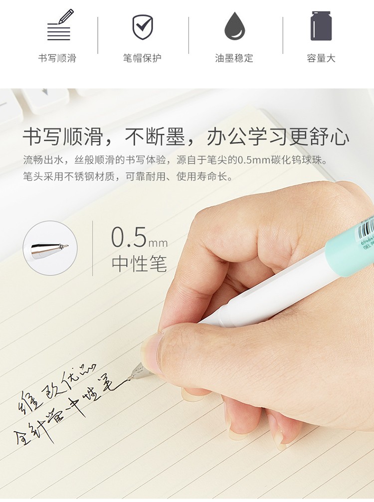 Vio candy-colored fountain Pen 0.5mm A6 neutral student pen, full needle tip, fresh and light signature pen pic 2