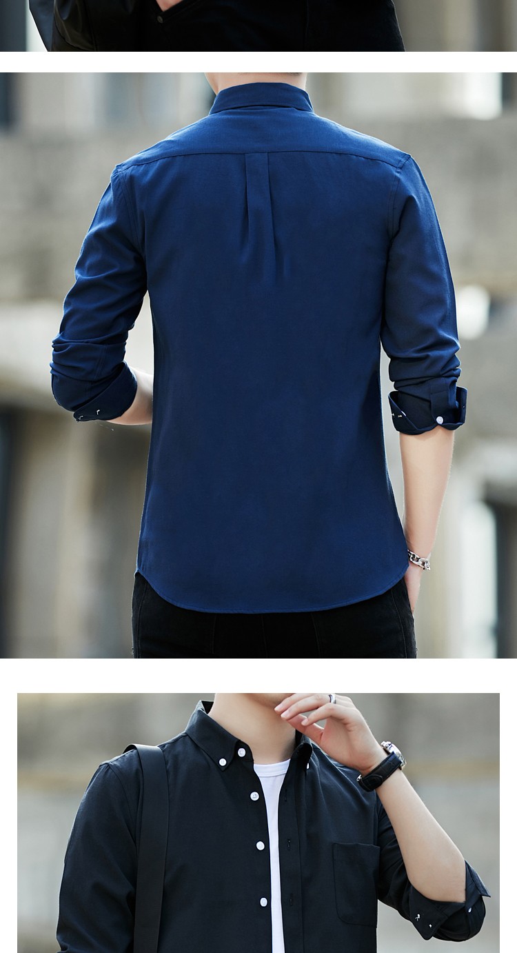新款牛津纺长袖情侣衬衫男女长袖韩版修身商务休闲帅气衬衣潮详情图13