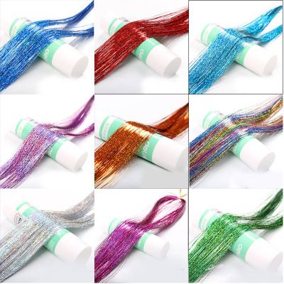 Seamless hair extension, gold thread hair, colorful hair thread, ethnic style hair accessories, rainbow bright thread, shining laser super glittering colorful thread Specification image