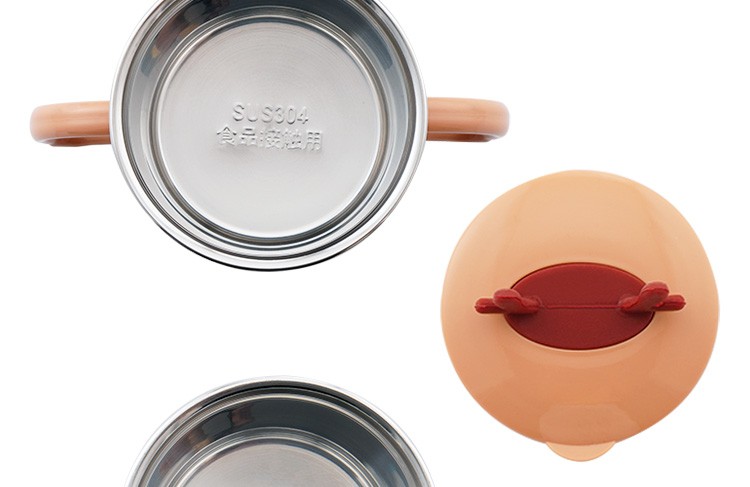 The stainless steel inner liner of the children's creative cup is made of 304 food-grade safety material, which is heat-resistant, anti-slip and cartoonish cute detail image 4