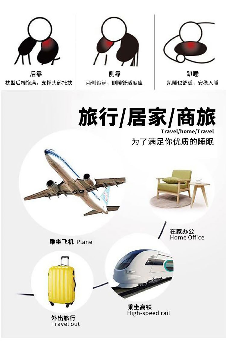厂家直销时尚颈椎枕舒适柔软护颈枕长途飞机旅行枕多功能U型枕详情5