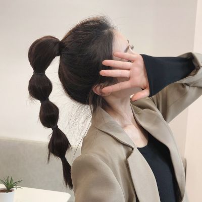 A scratch-and-pull style red lantern bubble braid wig for women, short red natural high ponytail braid, realistic wig tail details Picture