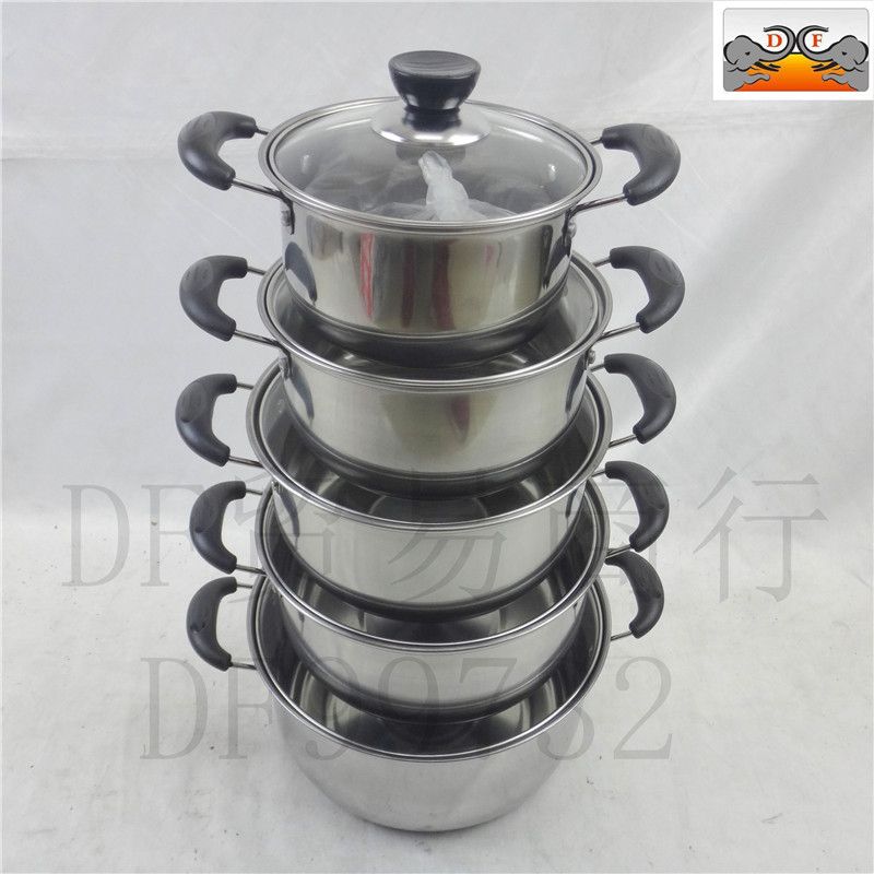 DF99732 set of pot stainless steel 10 pieces stockpot Milk pot Stainless steel stockpot steamer Gift kitchenware 16-24 DF TRADING HOUSE