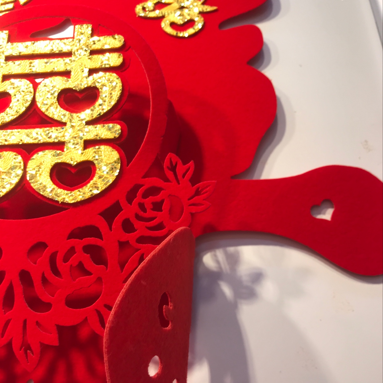 Wedding supplies, "Xi" character non-woven fabric, popular three-dimensional wedding stickers, gold wedding stickers details Picture