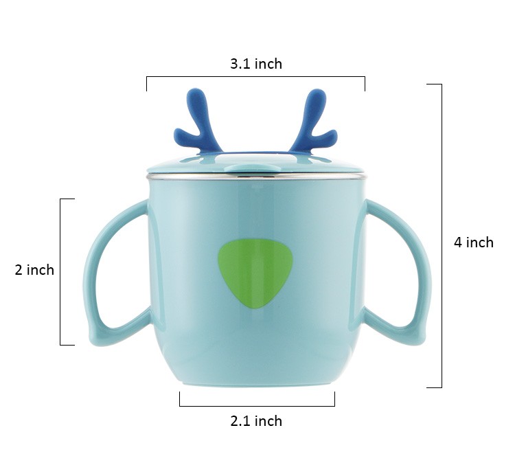 The stainless steel inner liner of the children's creative cup is made of 304 food-grade safety material, which is heat-resistant, anti-slip and cartoonish cute detail image 1