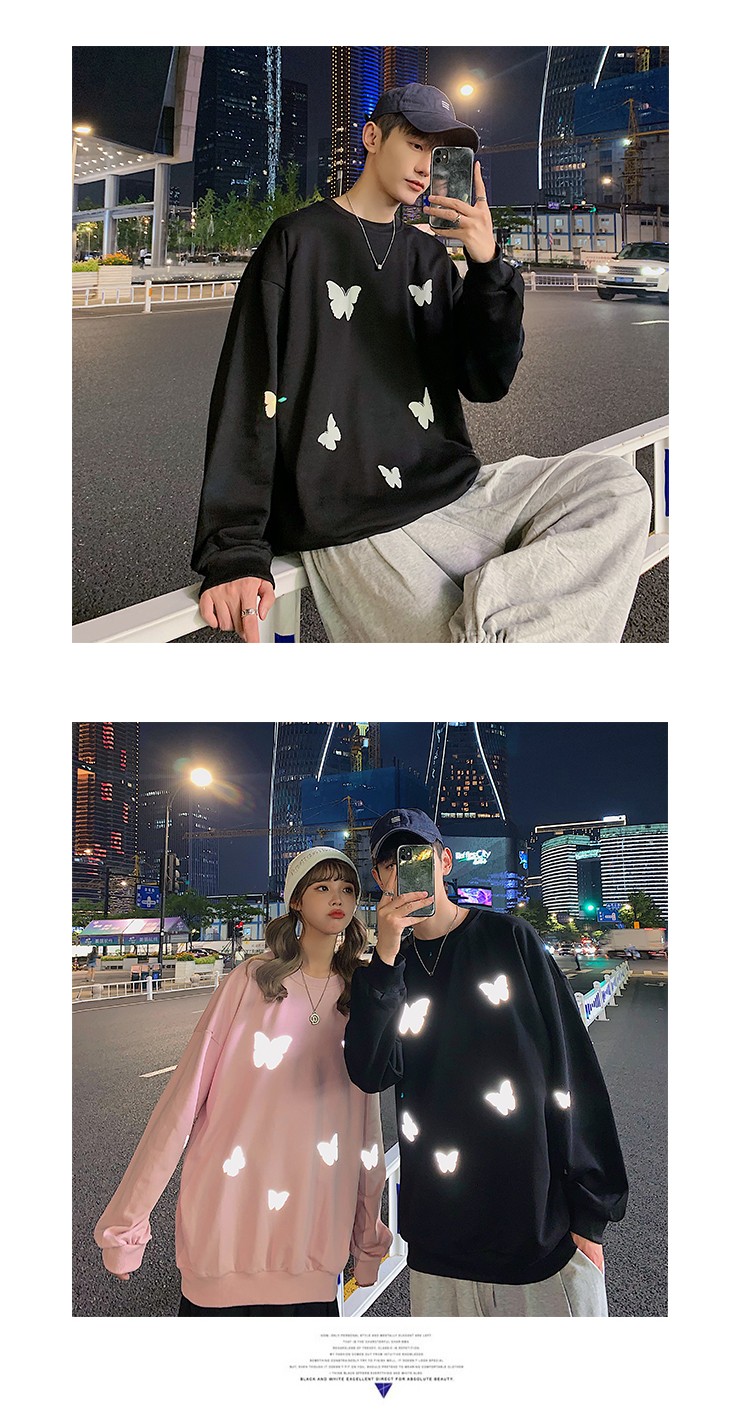 The 2020 new autumn and winter couple's wear, the luminous butterfly loose trendy jacket hoodie, is a must-have on Instagram detail image 6