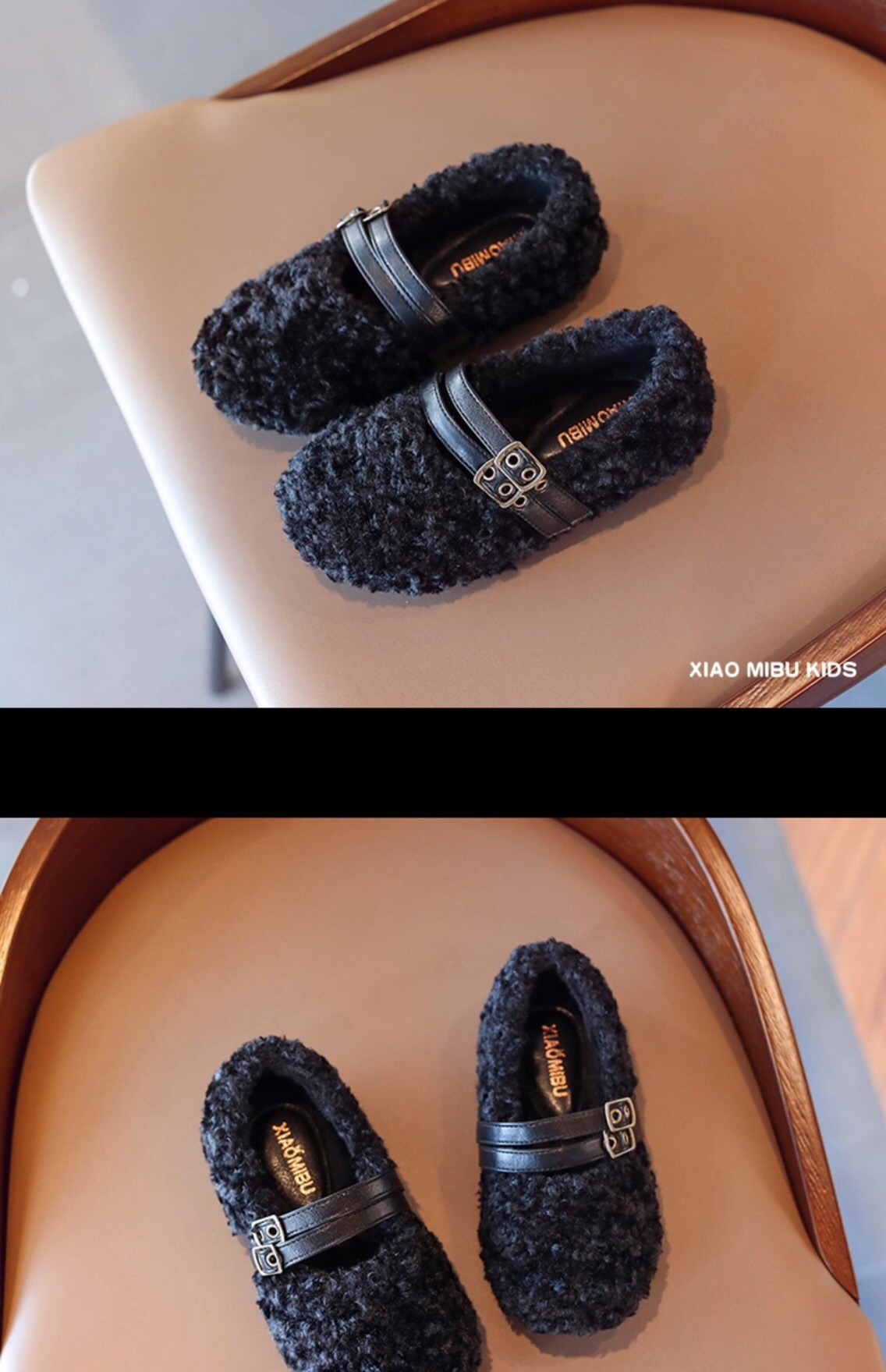 Girl's wool shoes new two cotton shoes children winter shoes baby lamb wool shoes with velvet bean-bean shoes details Picture