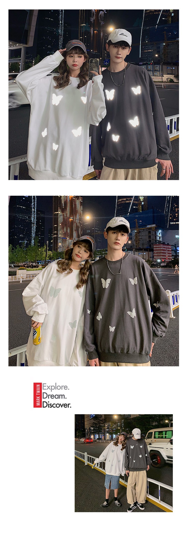 The 2020 new autumn and winter couple's wear, the luminous butterfly loose trendy jacket hoodie, is a must-have on Instagram detail image 11