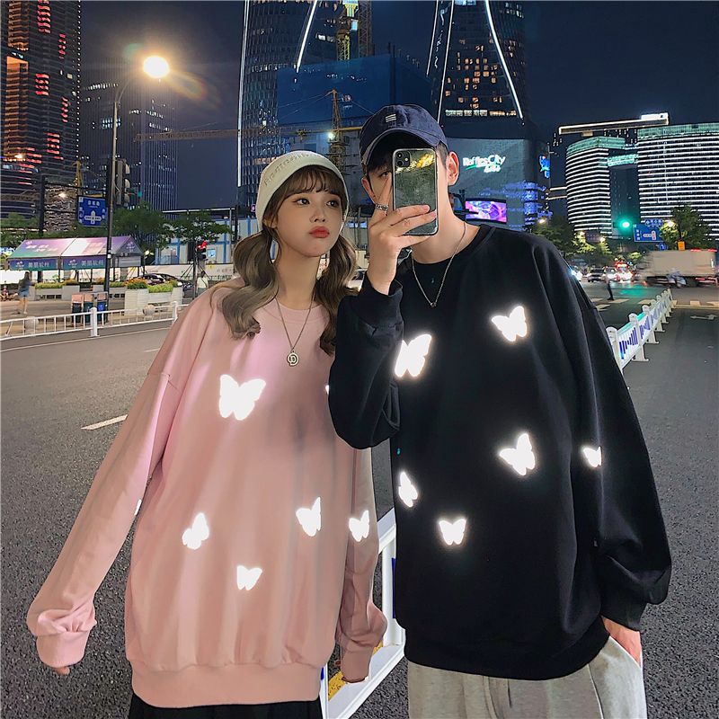 The 2020 new autumn and winter couple's wear, the luminous butterfly loose trendy jacket hoodie, is a must-have on Instagram details Picture