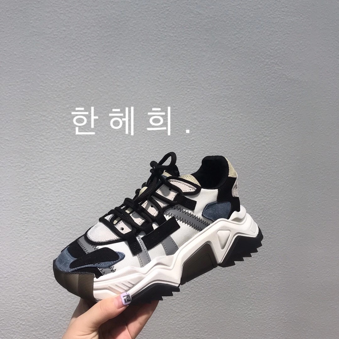 European station leather canvas web celebrity shoes with the same platform daddy retro ins trendy lacing ultra fire sports cake shoes thumbnail