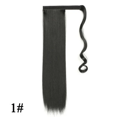 Seamless hair extension Velcro straight hair ponytail long straight hair ponytail detail image 5