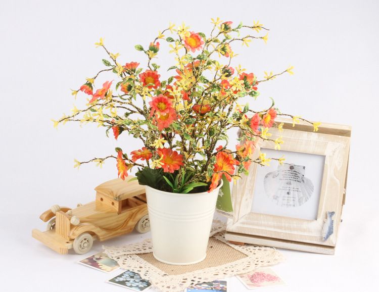 【远念花行】仿真盆景小菊花铁桶