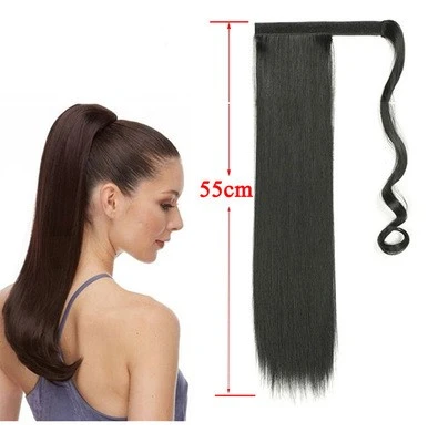 Seamless hair extension Velcro straight hair ponytail long straight hair ponytail detail image 3
