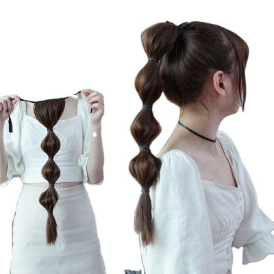Linterna bubble trenzas cola de caballo pelucas mujer influencers media larga cola de caballo alta lazo natural cola de caballo falsa Application Scenario