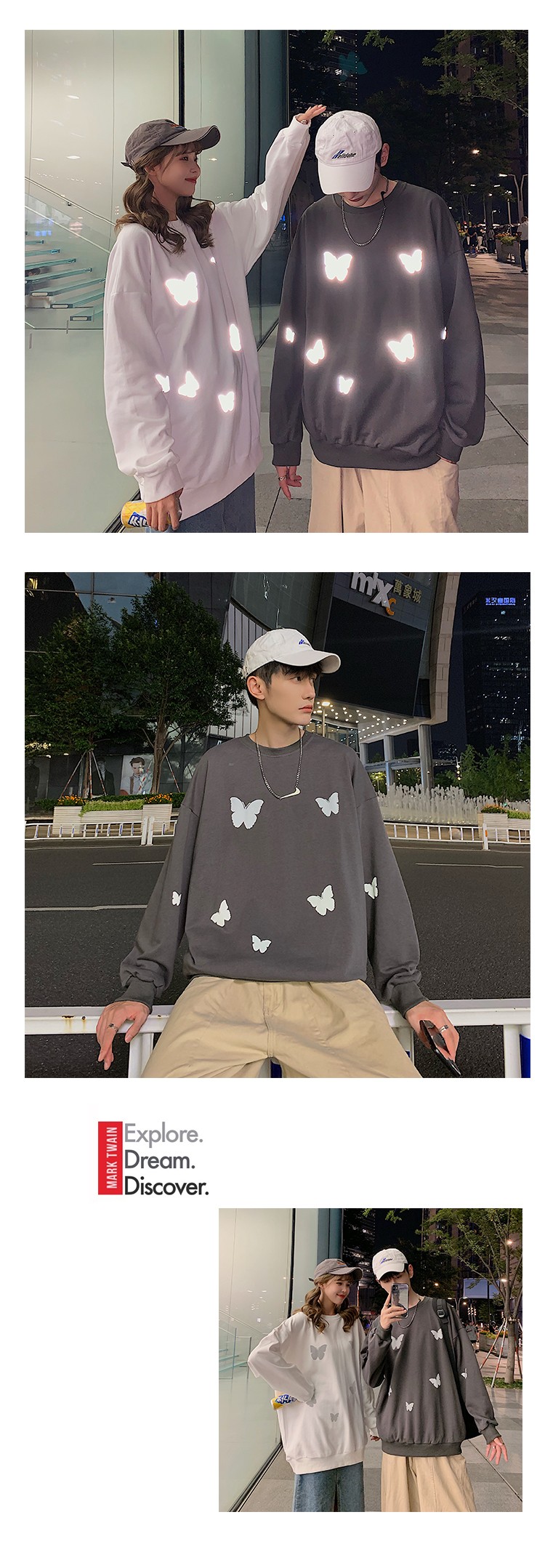 The 2020 new autumn and winter couple's wear, the luminous butterfly loose trendy jacket hoodie, is a must-have on Instagram detail image 13