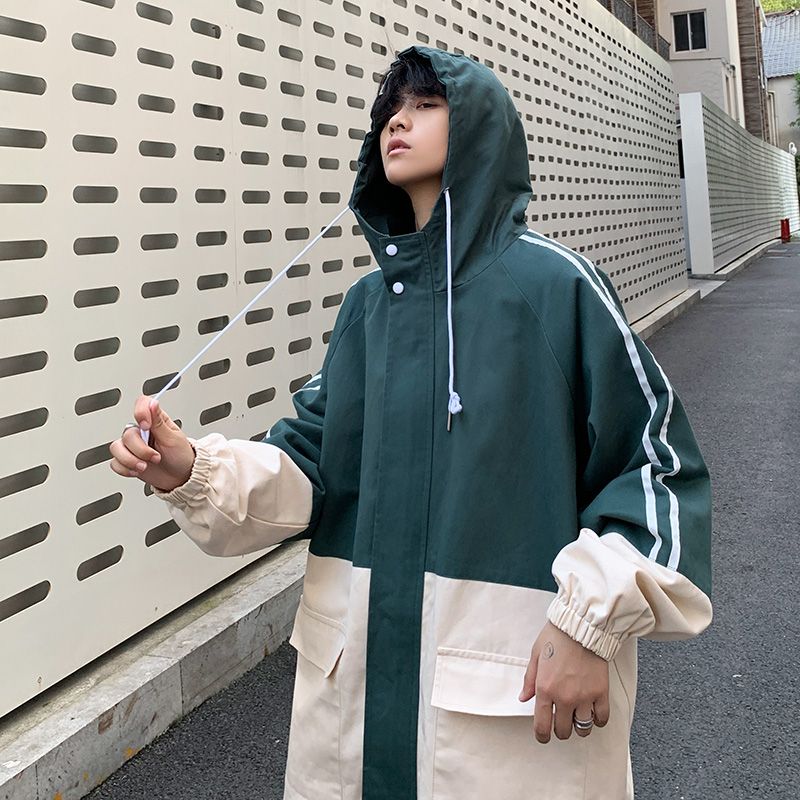 Autumn workwear hooded jacket, Hong Kong-style loose, sporty and casual trendy men's jacket Item Picture