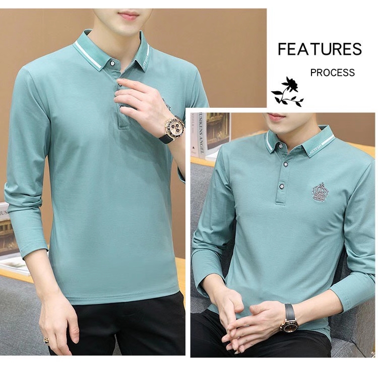 青少年时尚翻领长袖polo衫6621#。详情图8