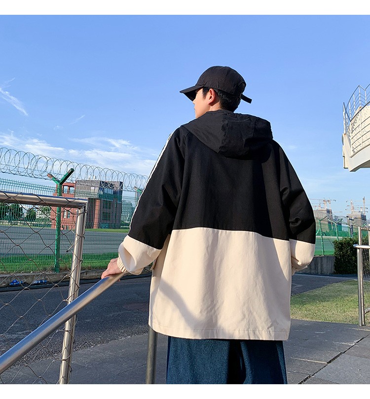 Autumn workwear hooded jacket, Hong Kong-style loose, sporty and casual trendy men's jacket detail image 7