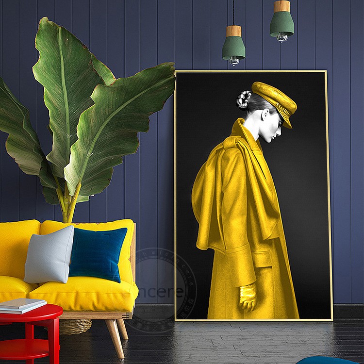 Women's light luxury living room wall paintings, modern and simple figure decorative paintings, model room, club, large-sized entrance mural detail image 1