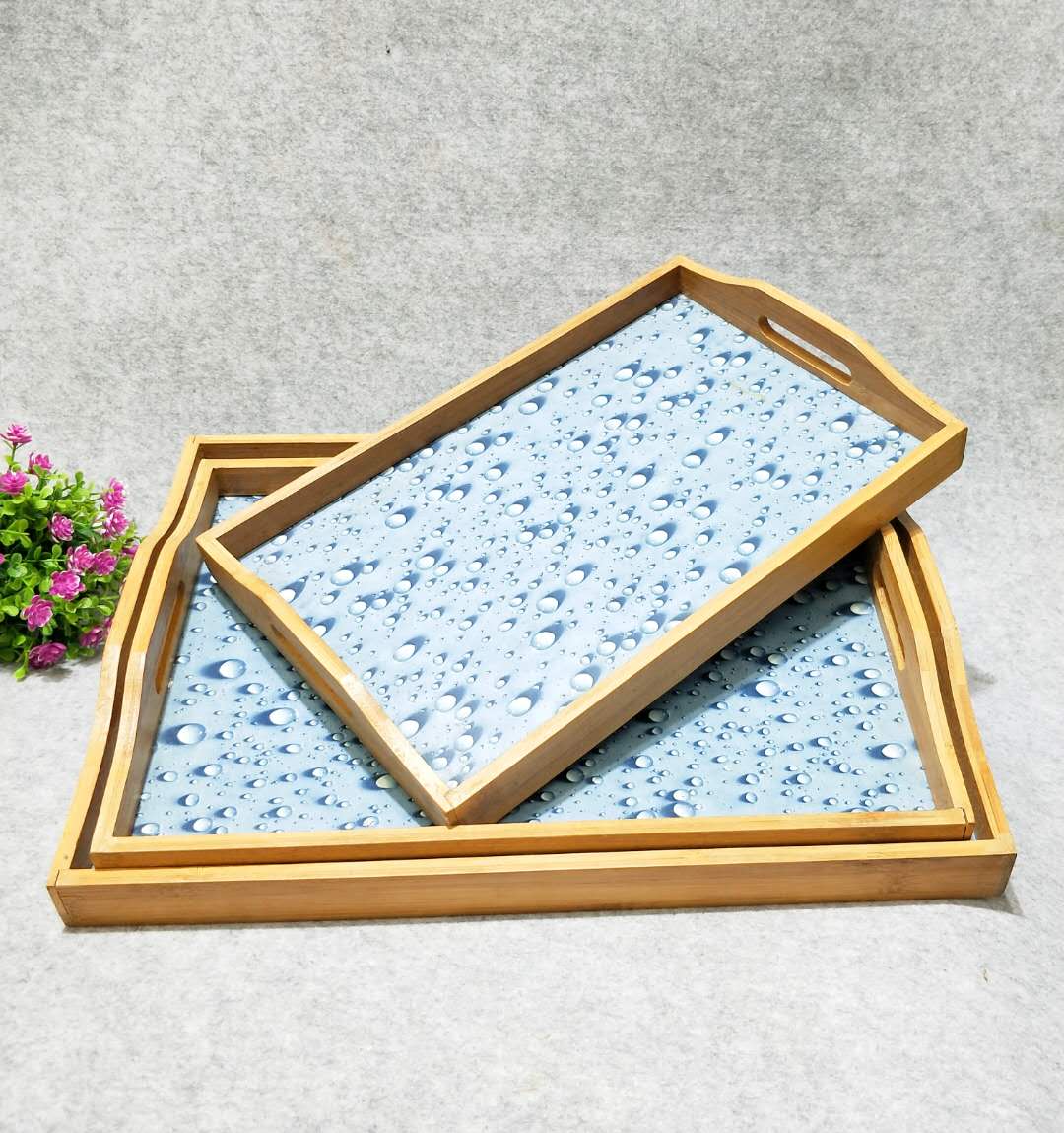Factory direct sales of three-piece set of printed right-angle double-ear trays