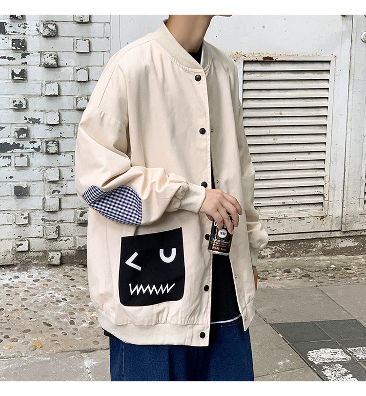 Baseball collar jacket, Hong Kong-style jacket, Japanese style trendy male student jacket, outdoor couple style, suitable for both men and women to wear detail image 9