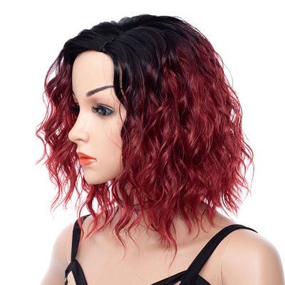 European and American wigs are divided into gradient color synthetic fiber curly short wig covers details Picture