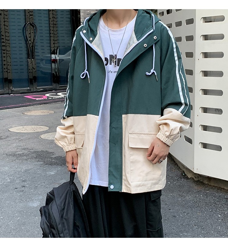 Autumn workwear hooded jacket, Hong Kong-style loose, sporty and casual trendy men's jacket detail image 3