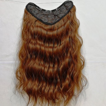 V-shaped wig pieces, women's water ripple one-piece curly hair pieces, seamless and fluffy detail image 3