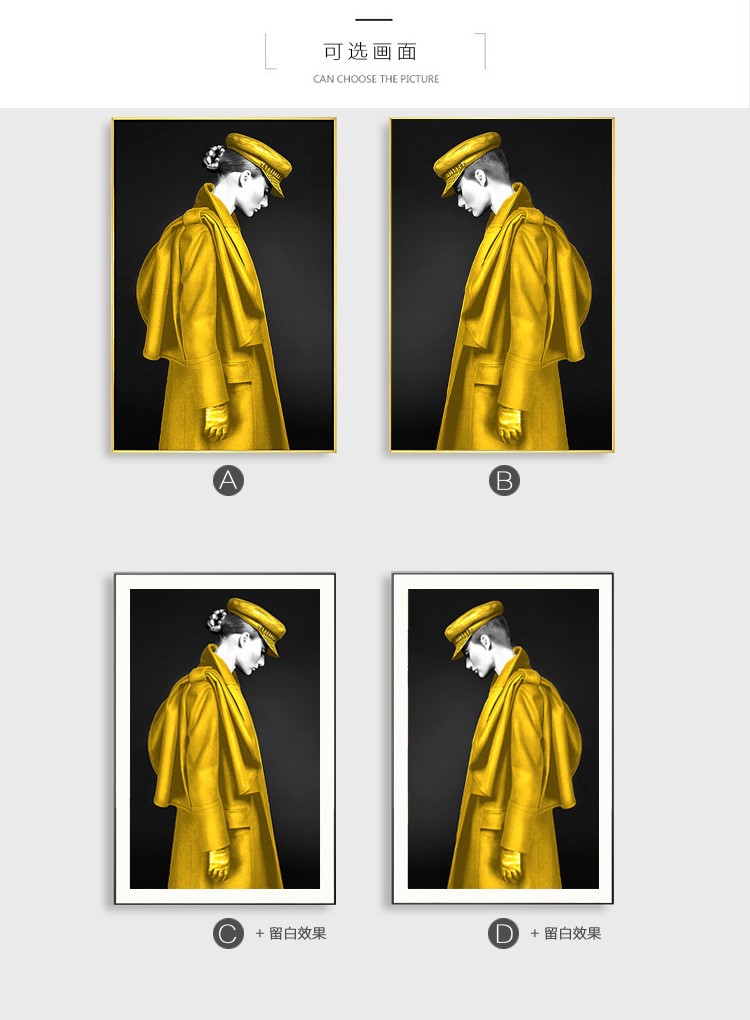 Women's light luxury living room wall paintings, modern and simple figure decorative paintings, model room, club, large-sized entrance mural detail image 6