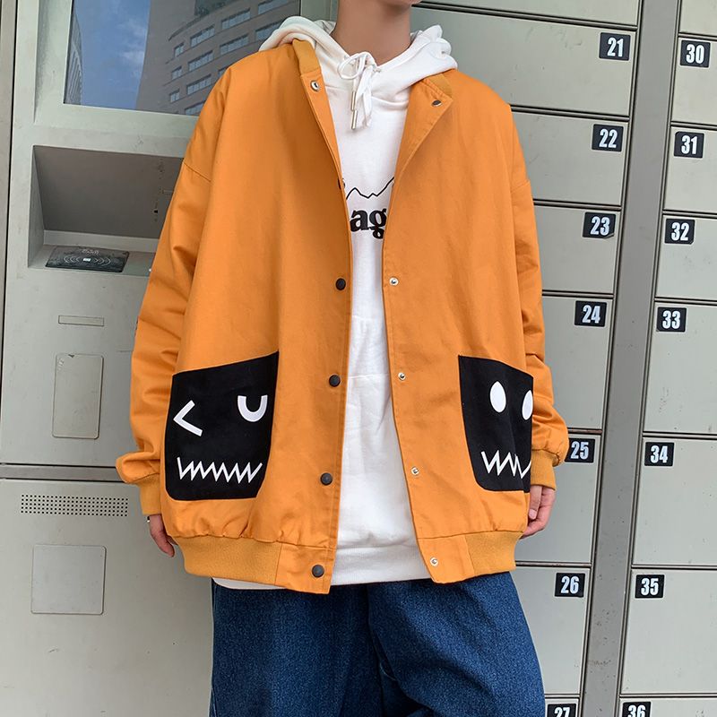Baseball collar jacket, Hong Kong-style jacket, Japanese style trendy male student jacket, outdoor couple style, suitable for both men and women to wear