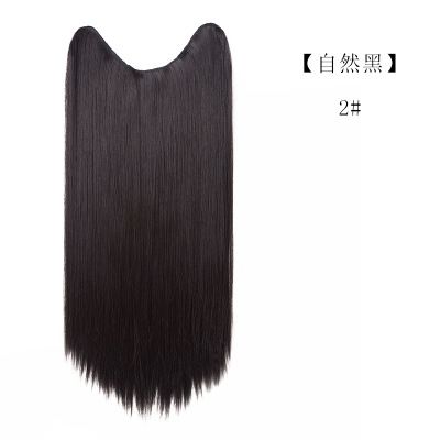 New V-shaped wig pieces, U-shaped one-piece clip hair extension, half head cover for women, invisible and seamless hair extension details Picture