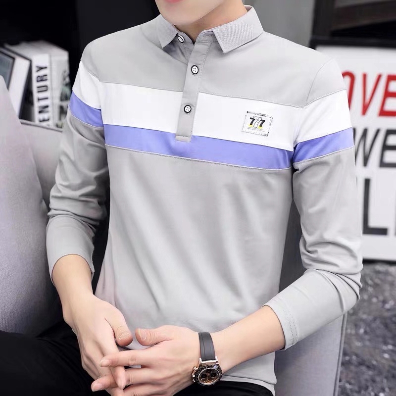 青少年时尚翻领长袖polo衫6610#。