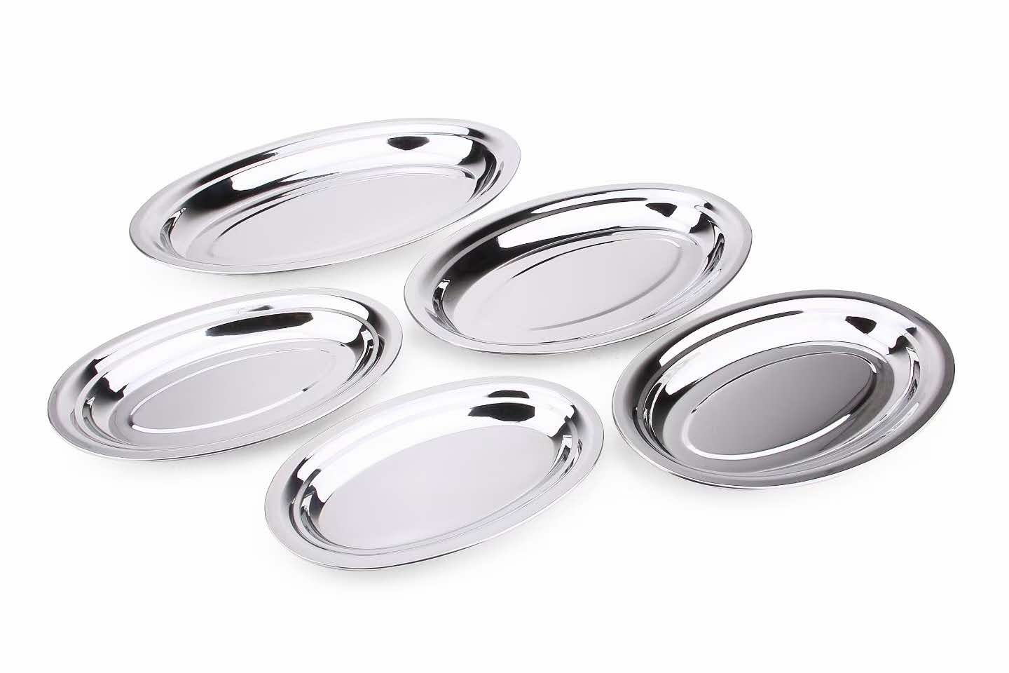 Stainless Steel Non-Magnetic Egg-Shaped Plate, Fish Plate, Oval Plate details Picture