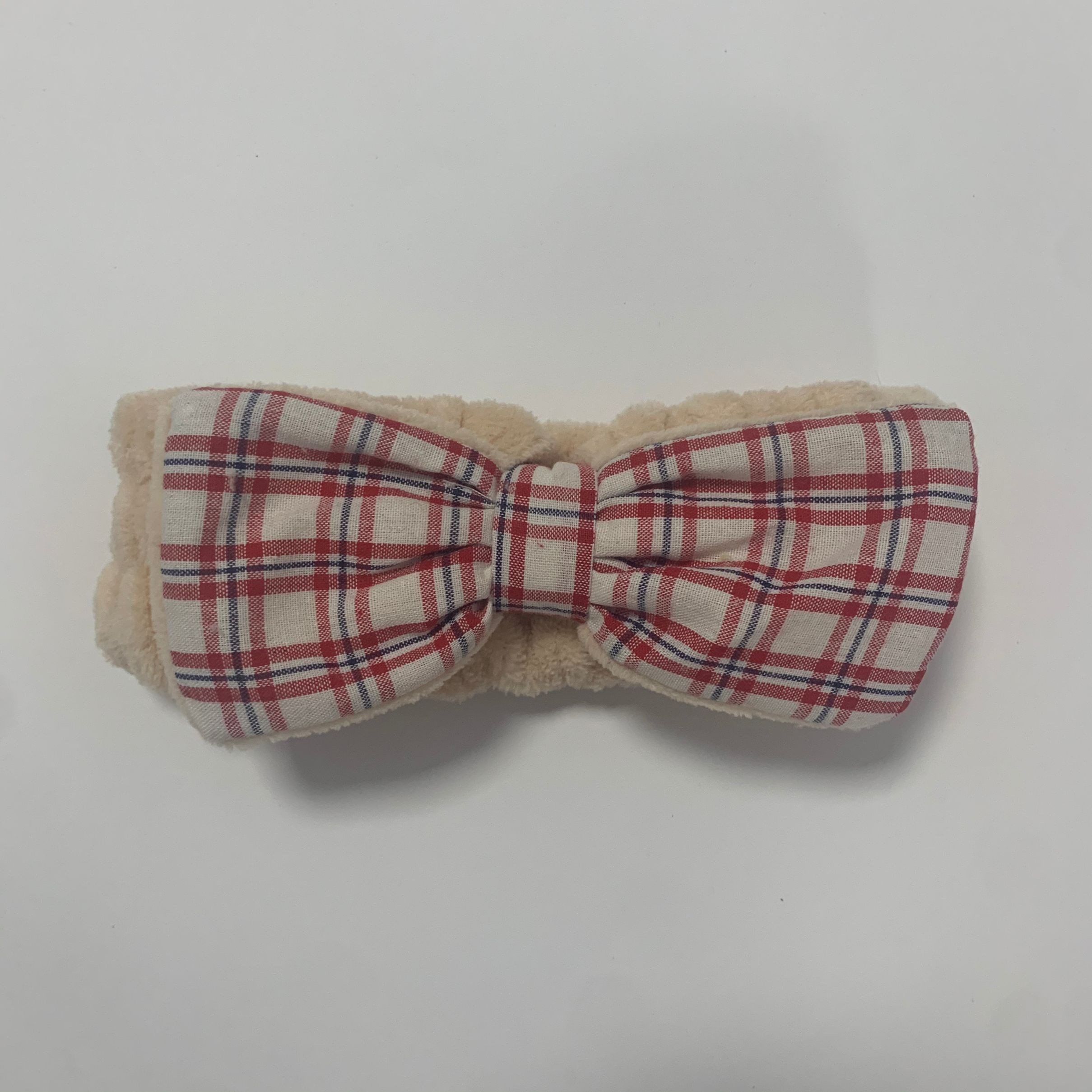 Yuhan Accessories' new Korean-style bow check face wash and hair tie, makeup and mask hair tie detail image 3