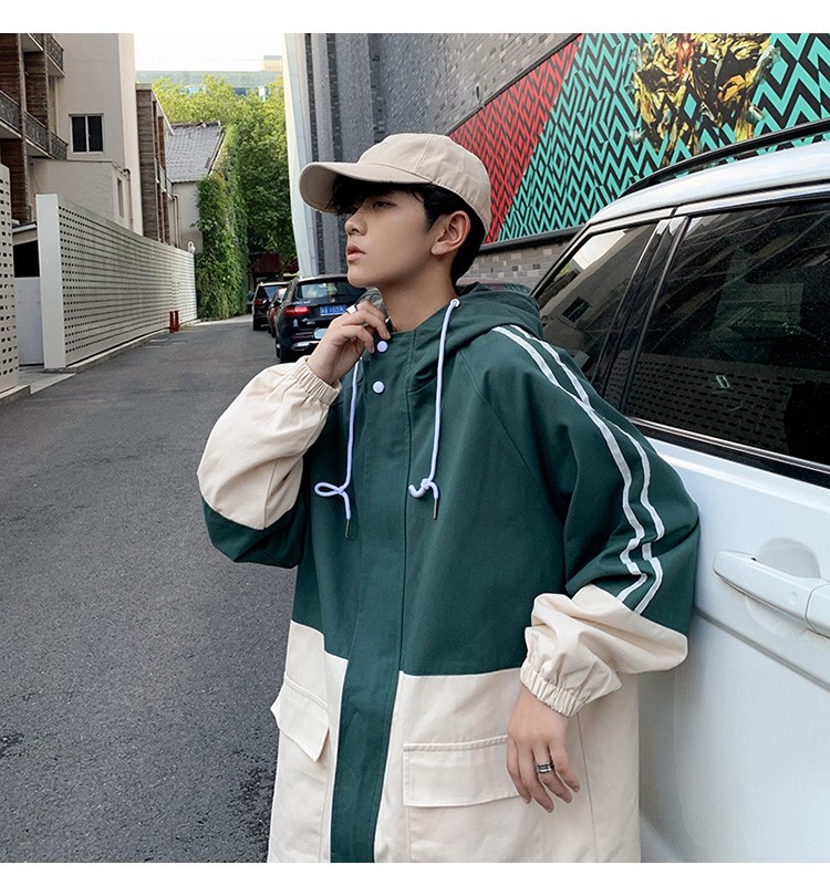 Autumn workwear hooded jacket, Hong Kong-style loose, sporty and casual trendy men's jacket detail image 17