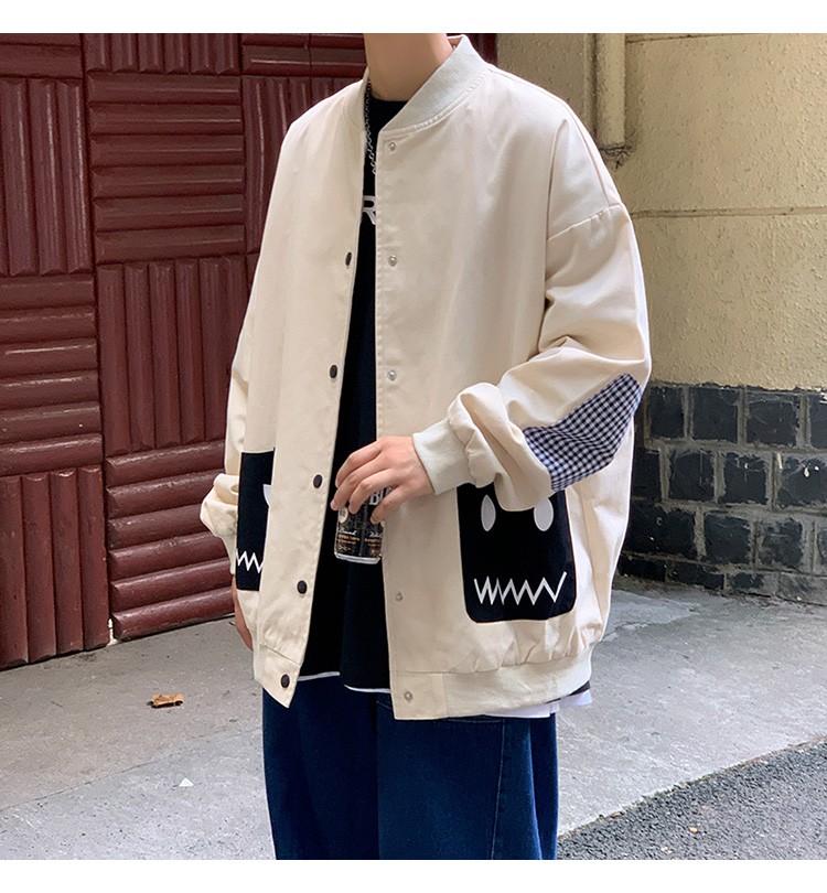 Baseball collar jacket, Hong Kong-style jacket, Japanese style trendy male student jacket, outdoor couple style, suitable for both men and women to wear detail image 16