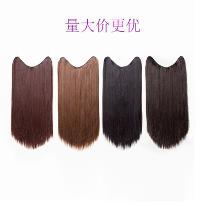 New V-shaped wig pieces, U-shaped one-piece clip hair extension, half head cover for women, invisible and seamless hair extension detail image 3