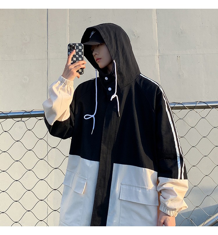 Autumn workwear hooded jacket, Hong Kong-style loose, sporty and casual trendy men's jacket detail image 2
