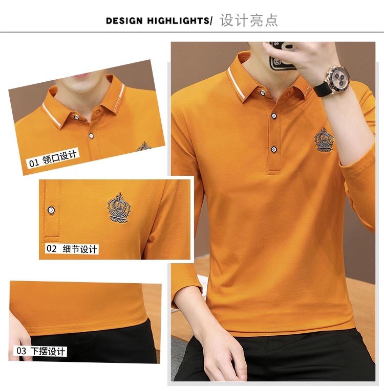 青少年时尚翻领长袖polo衫6621#。详情图5