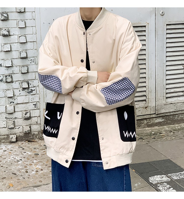 Baseball collar jacket, Hong Kong-style jacket, Japanese style trendy male student jacket, outdoor couple style, suitable for both men and women to wear detail image 13