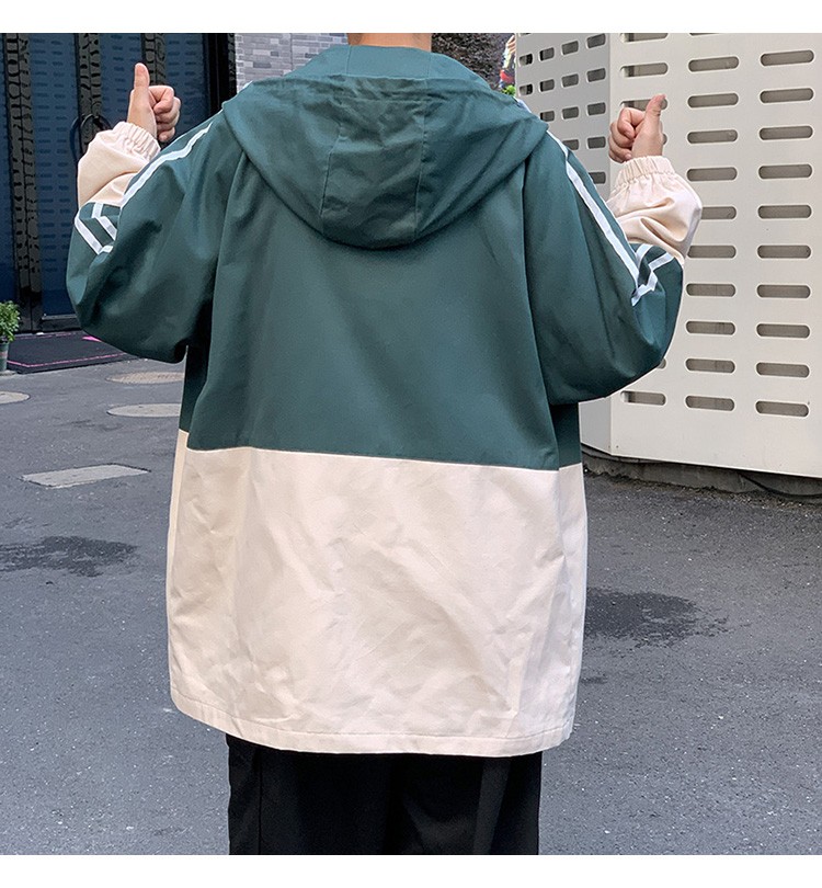 Autumn workwear hooded jacket, Hong Kong-style loose, sporty and casual trendy men's jacket detail image 8