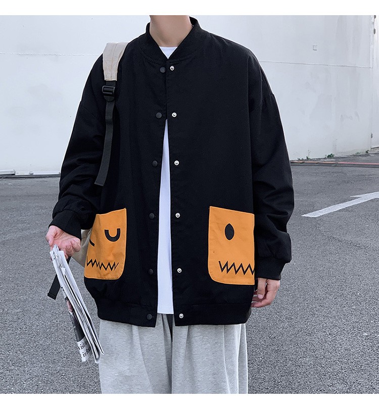 Baseball collar jacket, Hong Kong-style jacket, Japanese style trendy male student jacket, outdoor couple style, suitable for both men and women to wear detail image 15