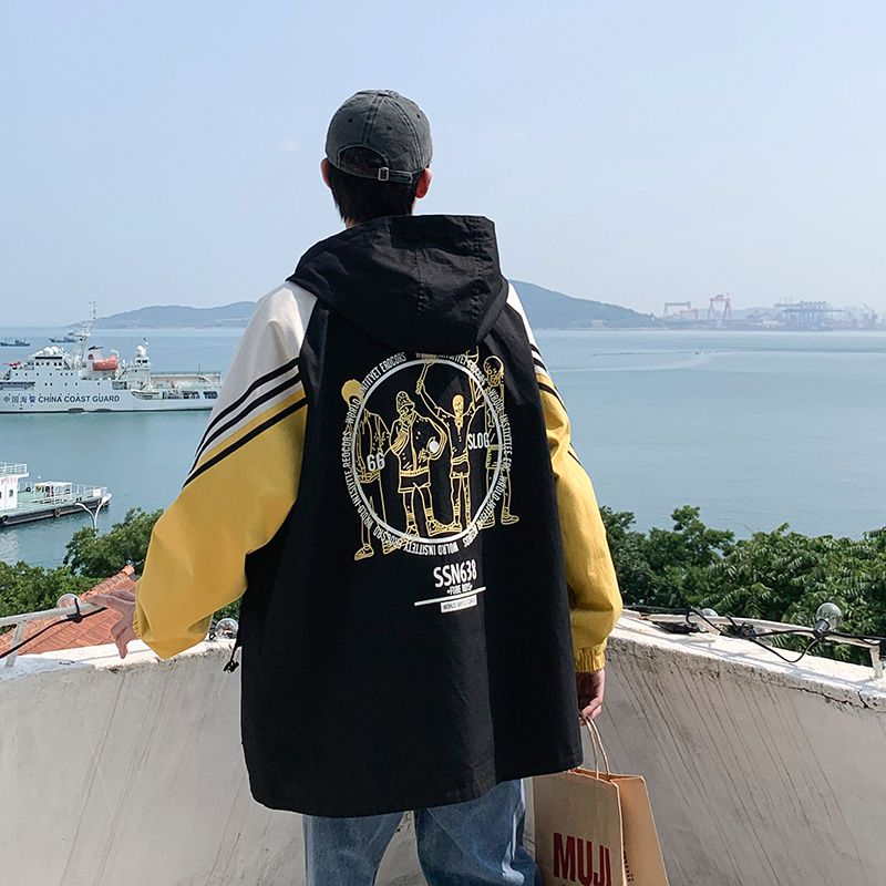 港风外景春秋外套青年茄克 潮男宽松大码休闲夹克