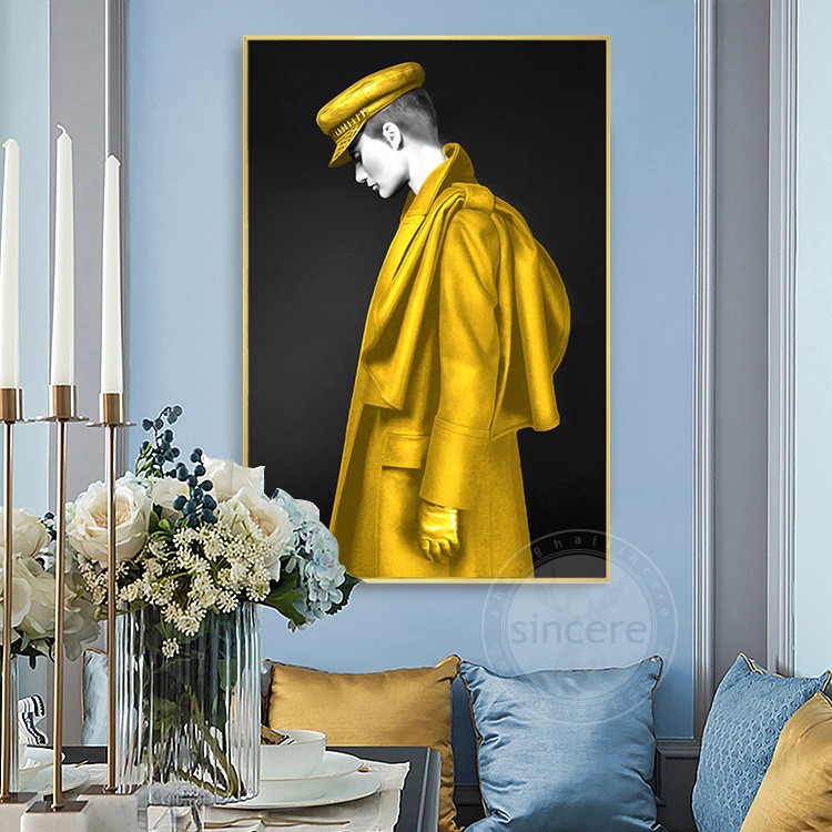 Women's light luxury living room wall paintings, modern and simple figure decorative paintings, model room, club, large-sized entrance mural detail image 4