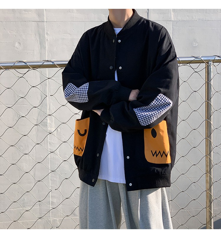 Baseball collar jacket, Hong Kong-style jacket, Japanese style trendy male student jacket, outdoor couple style, suitable for both men and women to wear detail image 12