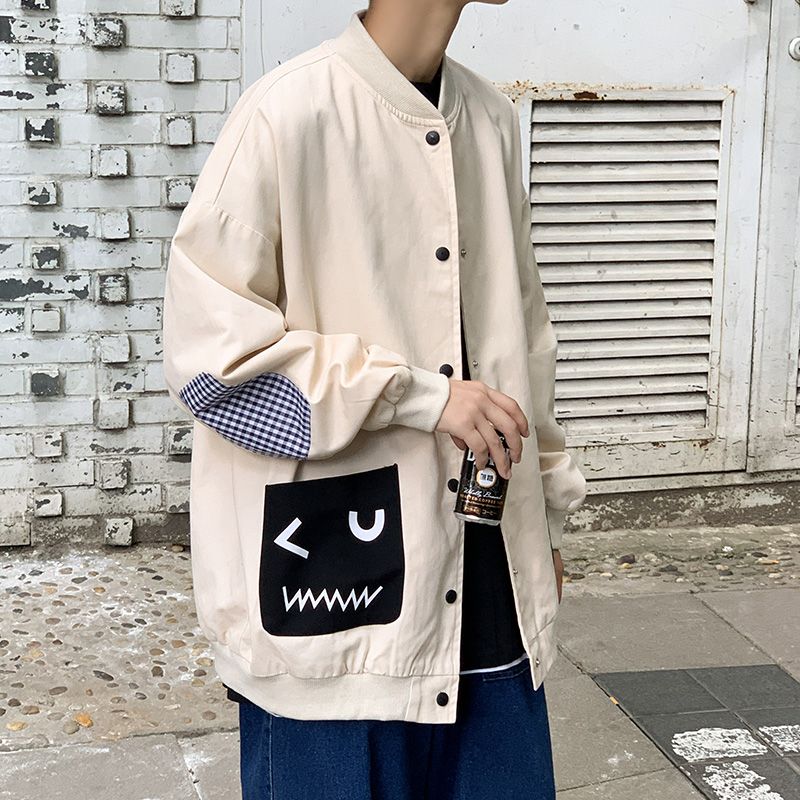 Baseball collar jacket, Hong Kong-style jacket, Japanese style trendy male student jacket, outdoor couple style, suitable for both men and women to wear Specification image