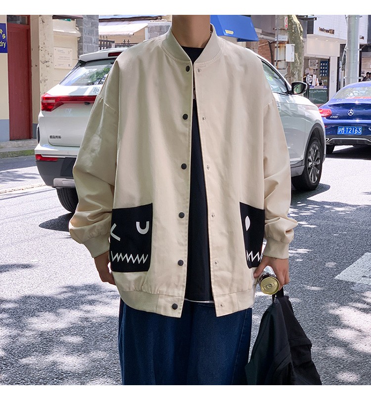 Baseball collar jacket, Hong Kong-style jacket, Japanese style trendy male student jacket, outdoor couple style, suitable for both men and women to wear detail image 5