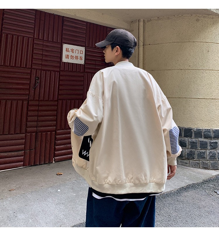 Baseball collar jacket, Hong Kong-style jacket, Japanese style trendy male student jacket, outdoor couple style, suitable for both men and women to wear detail image 7